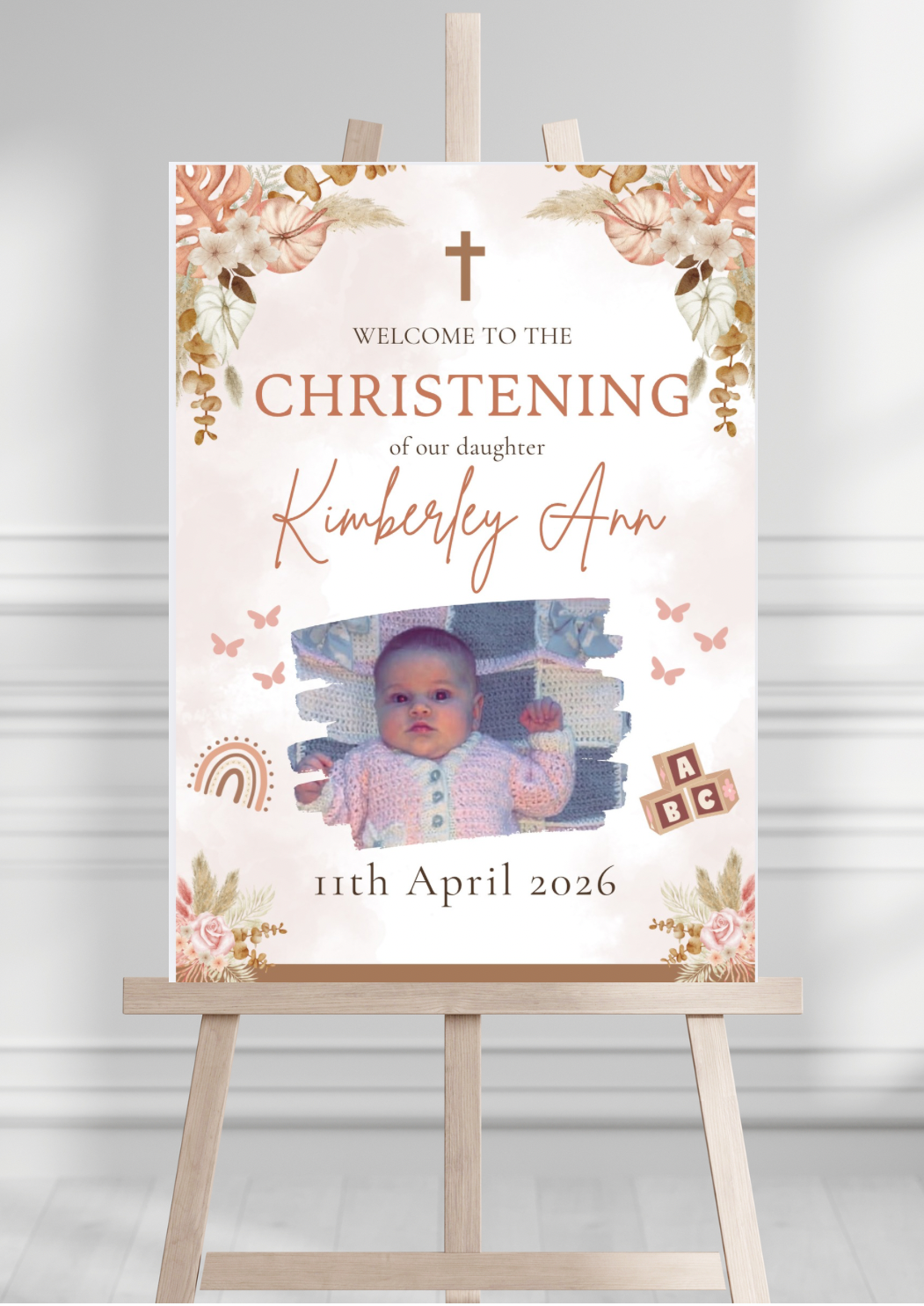 Neutral Baby Shower / Christening Welcome Sign Photo Minimalist