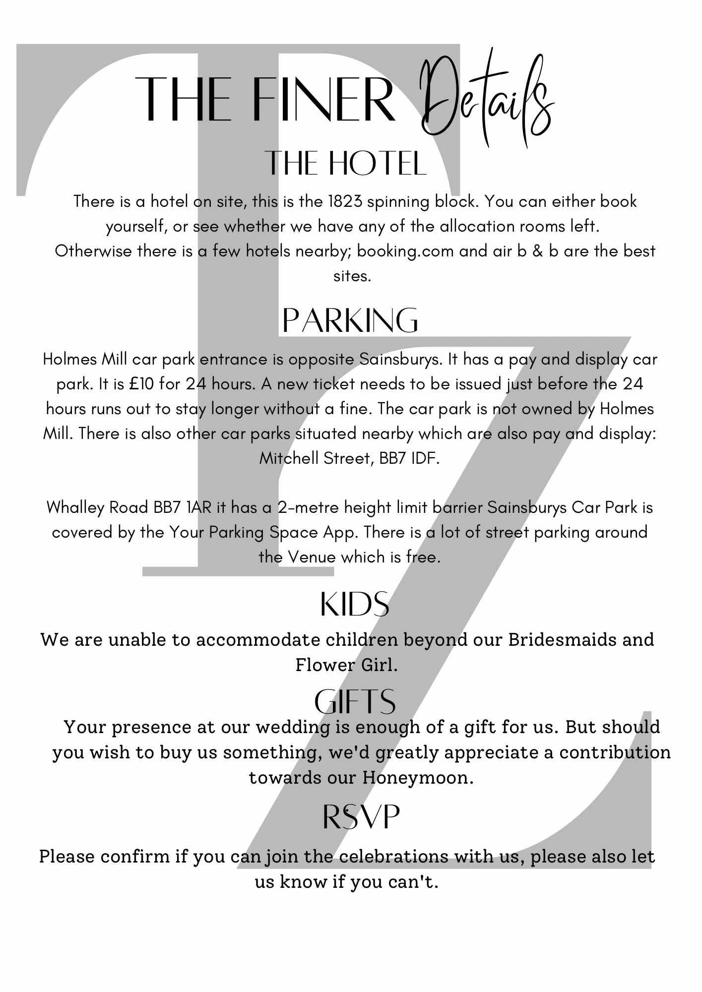 Day and Evening Black and White Wedding Invitation