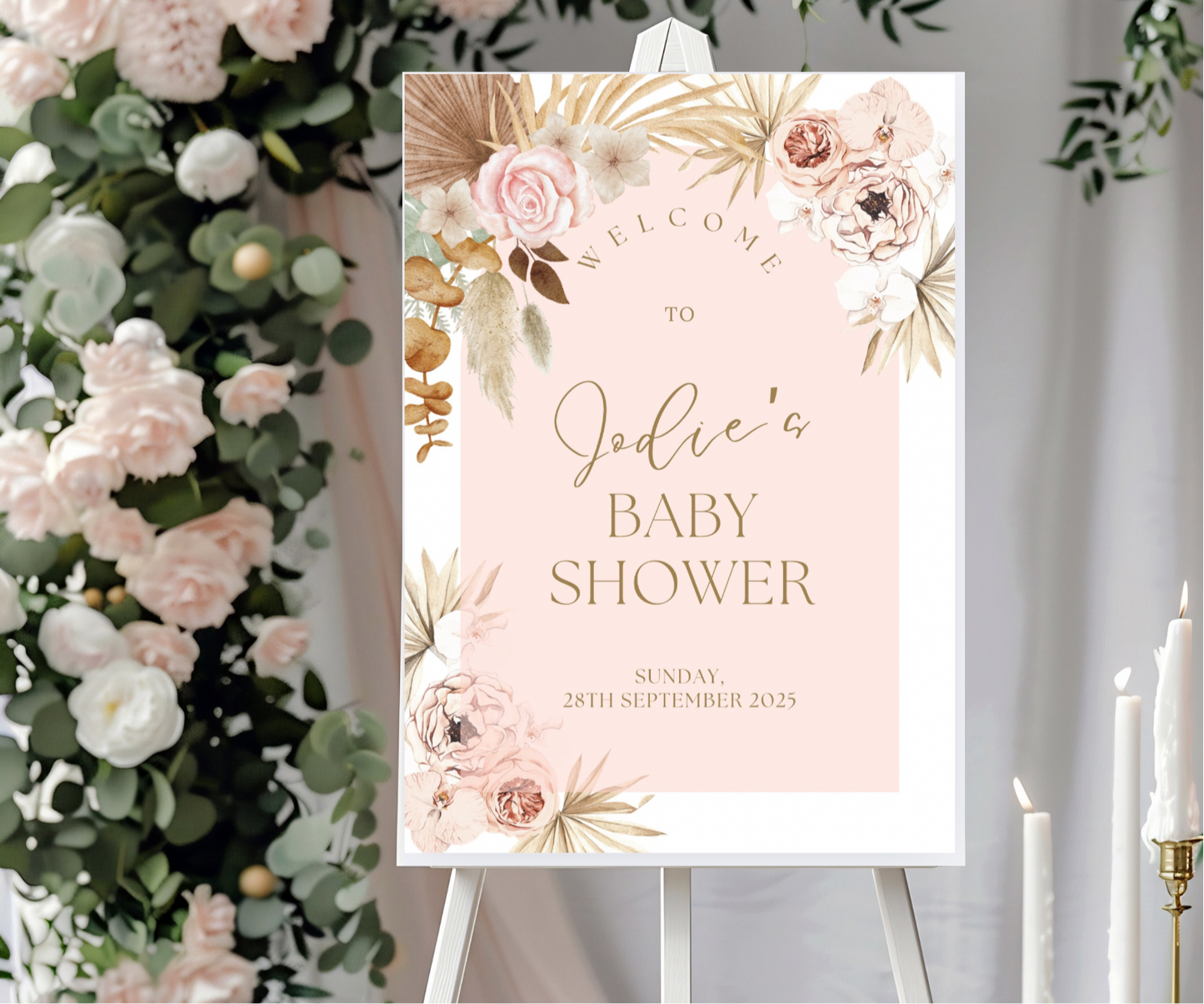 Baby Shower Welcome Sign Dusky Pink