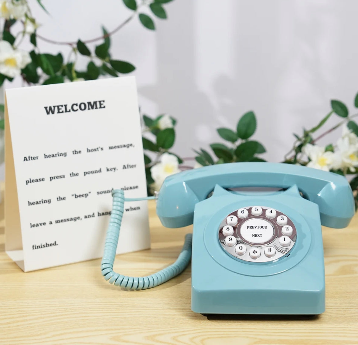 Blue Retro Style Audio Guest Book Phone