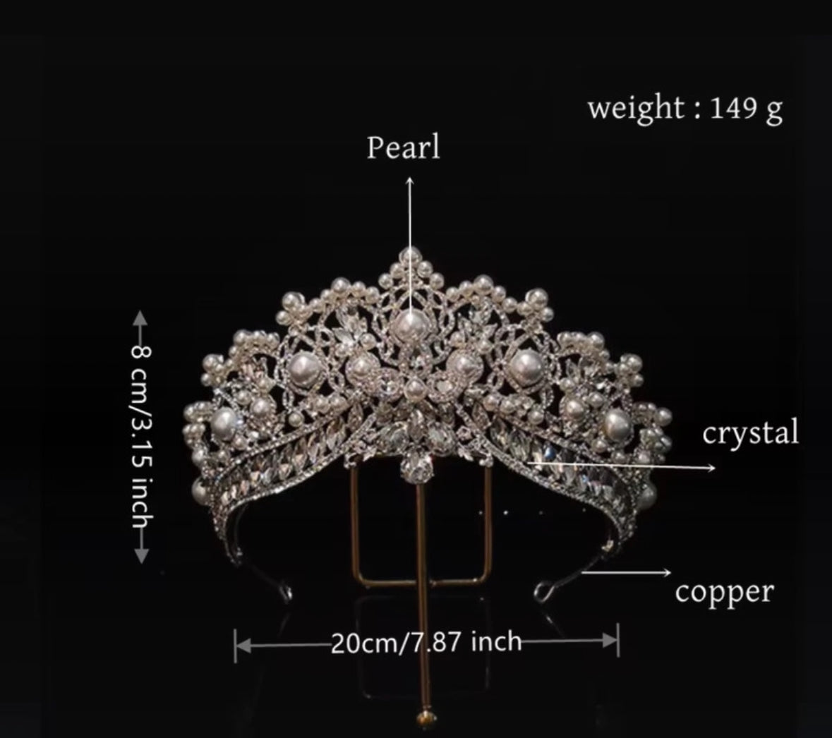 Bridal crystal and pearl Tiara