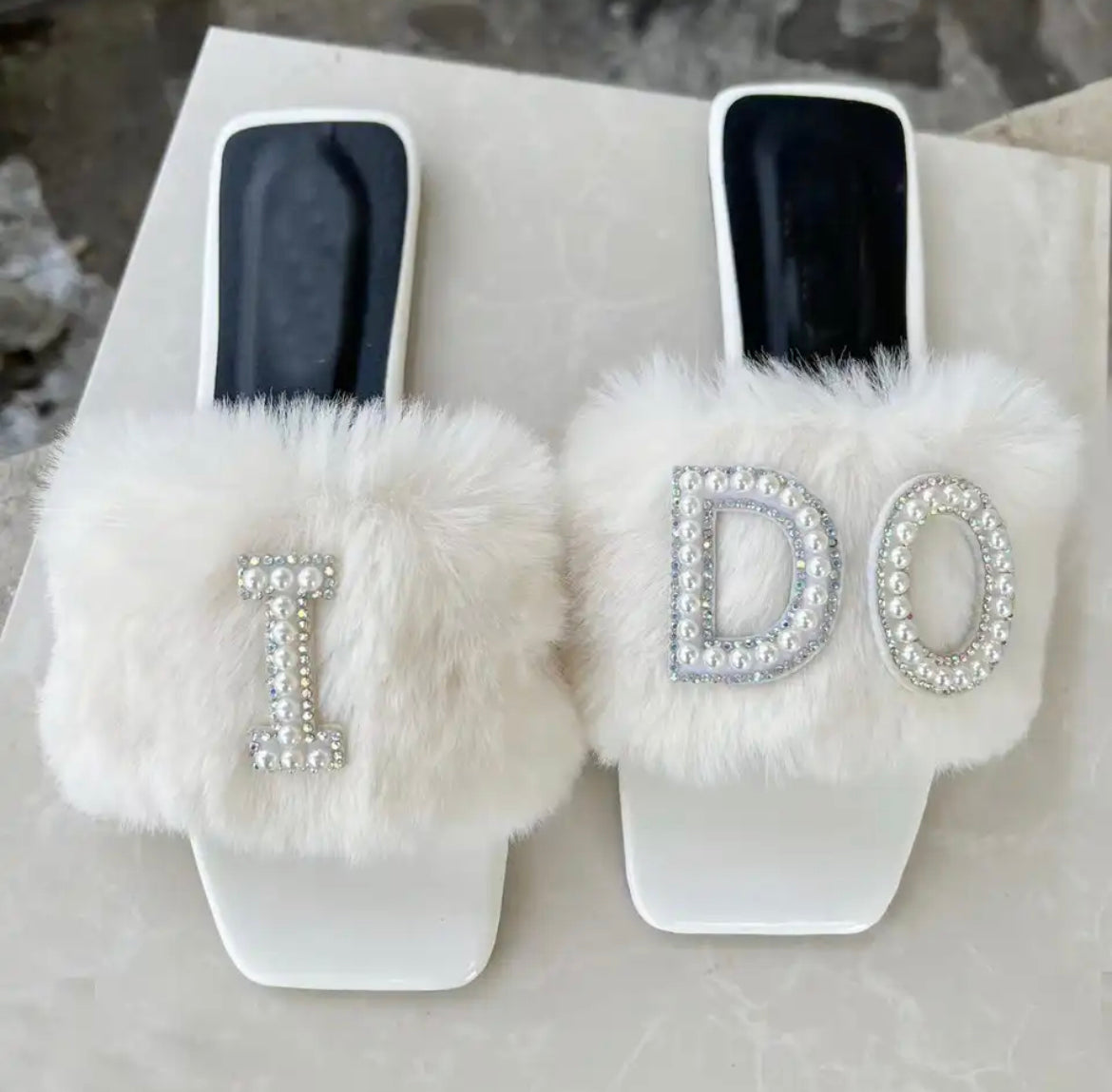 Fluffy Bridal Sliders