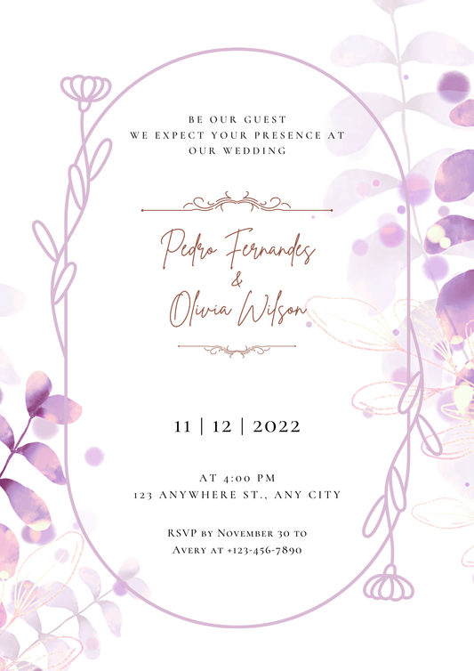 Wedding Invitation- pink flower