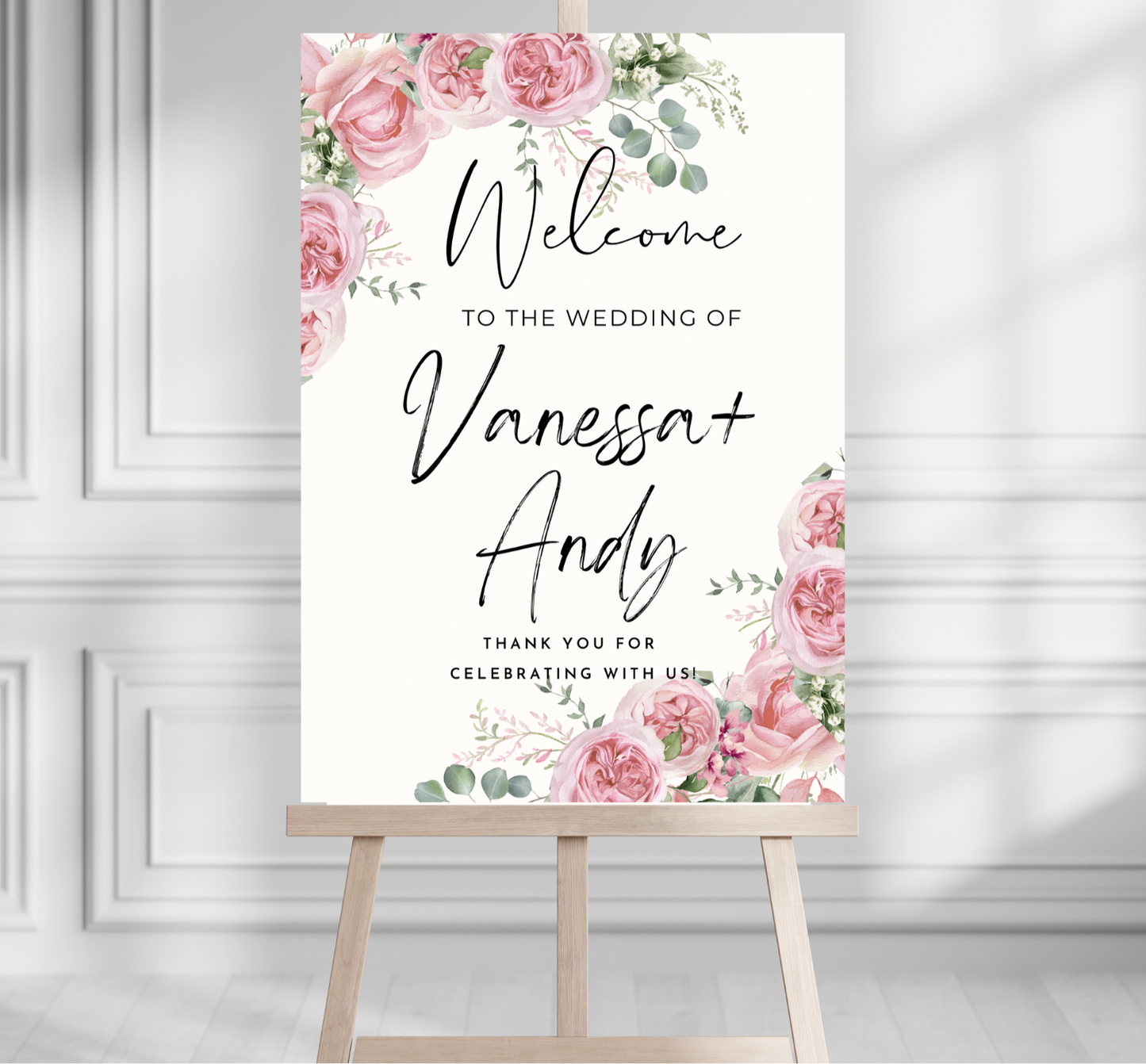 Pink Flower Welcome Sign