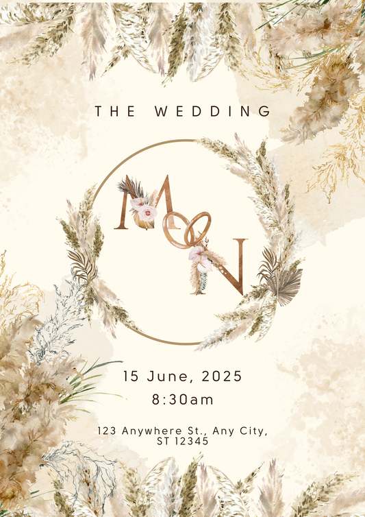 Wedding Invitation-Pampa/Gold