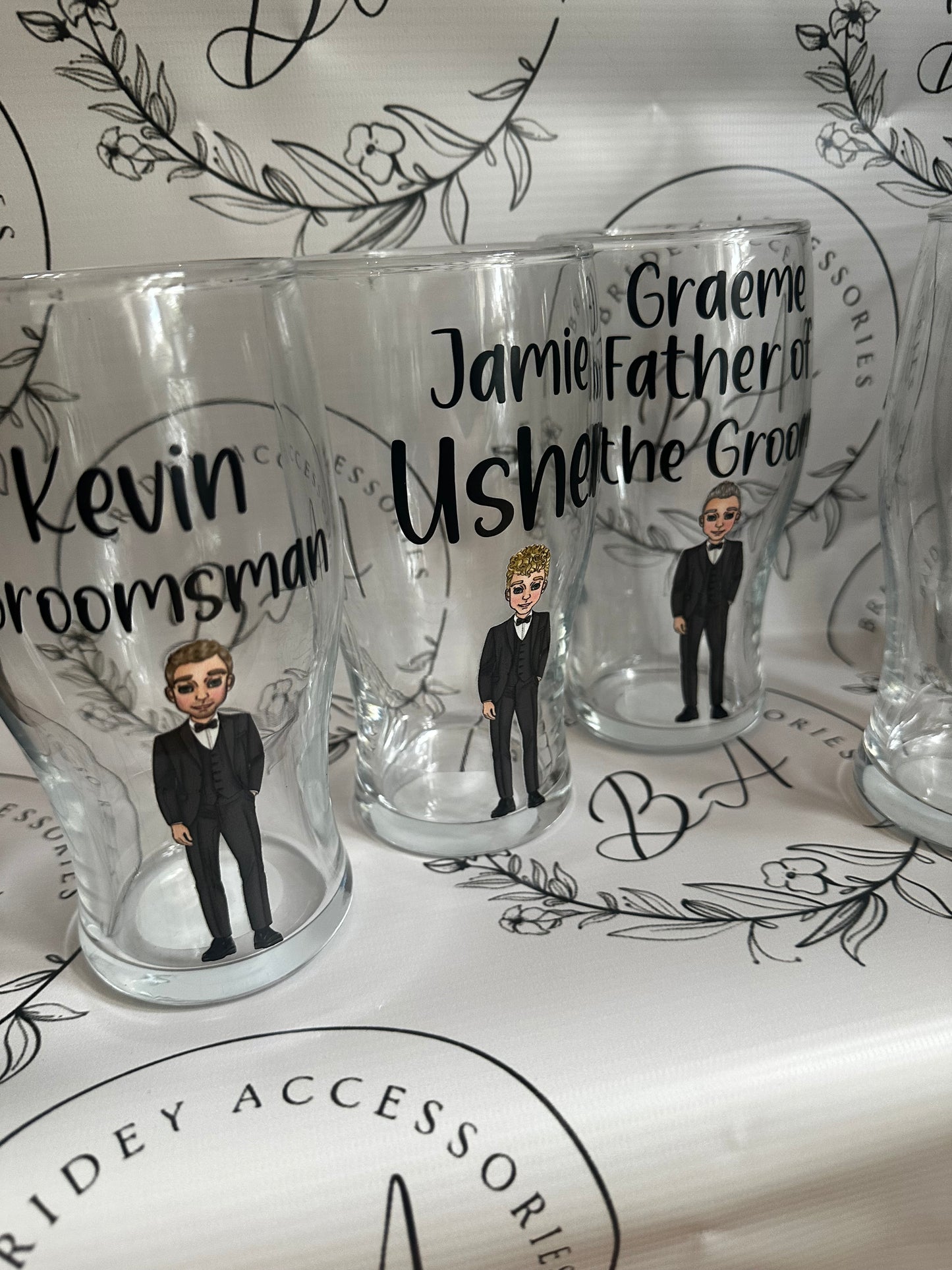 Grooms men pint glass