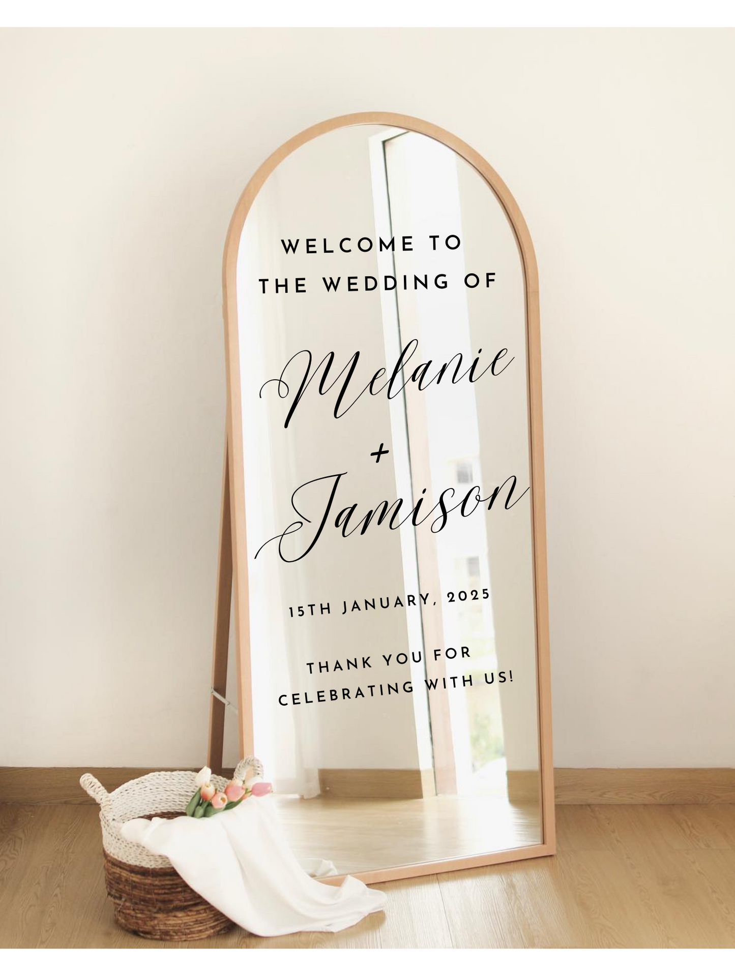 Selfie wedding Mirror Sticker - Personalised Names, Selfie Mirror, Guest Photos/Pictures, Vinyl Sticker for DIY Wedding Sign