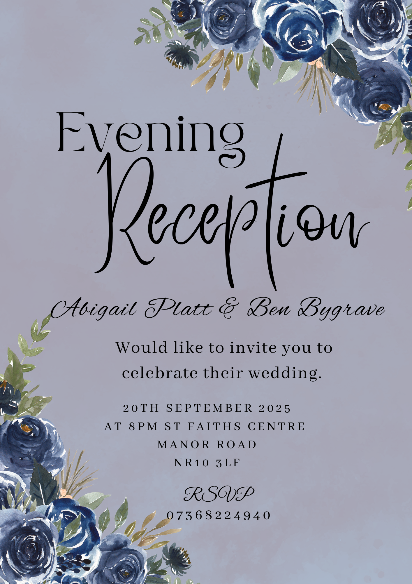 Day and Evening Blue Wedding Invitation