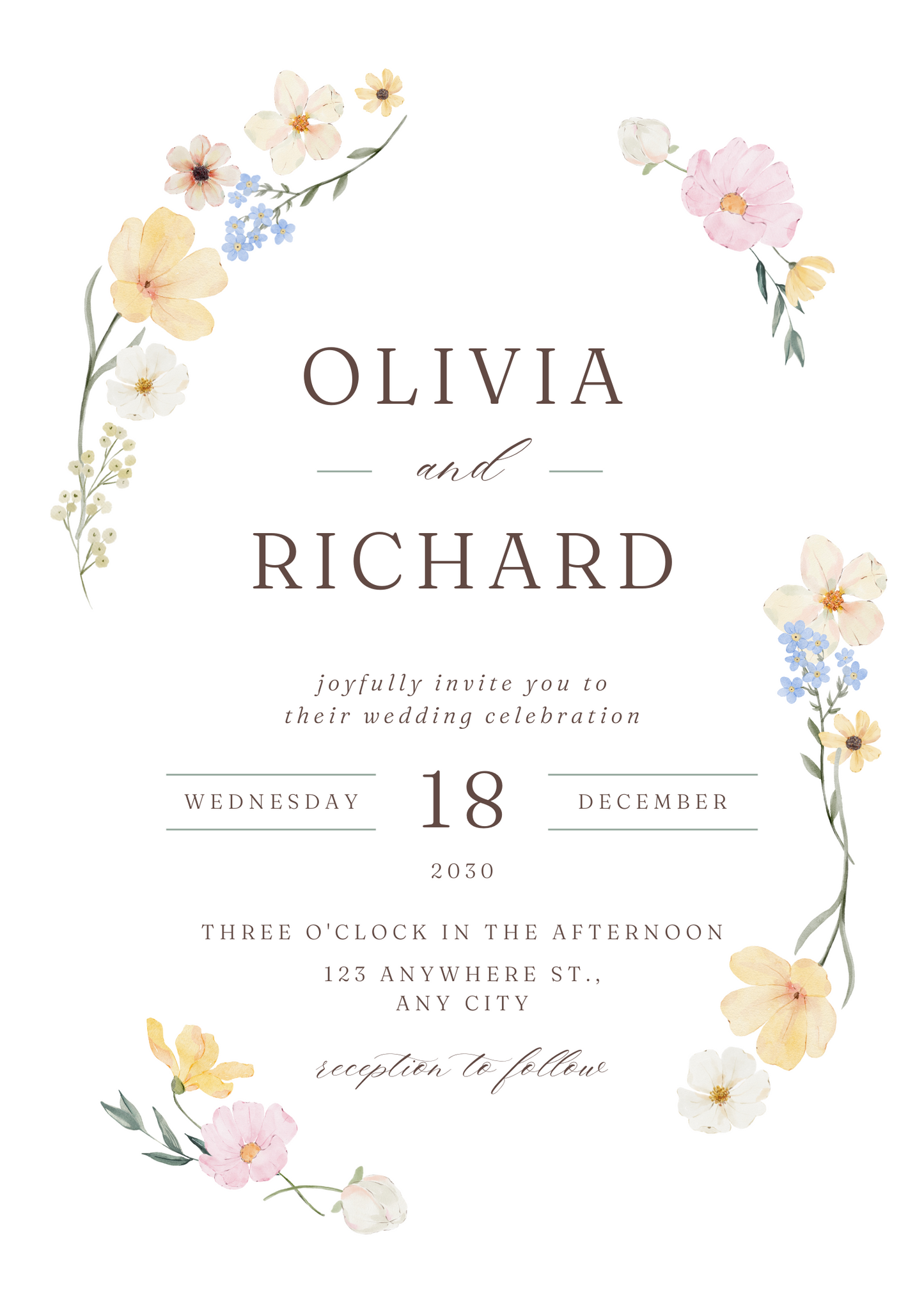 Pastel Floral Wedding Invitation