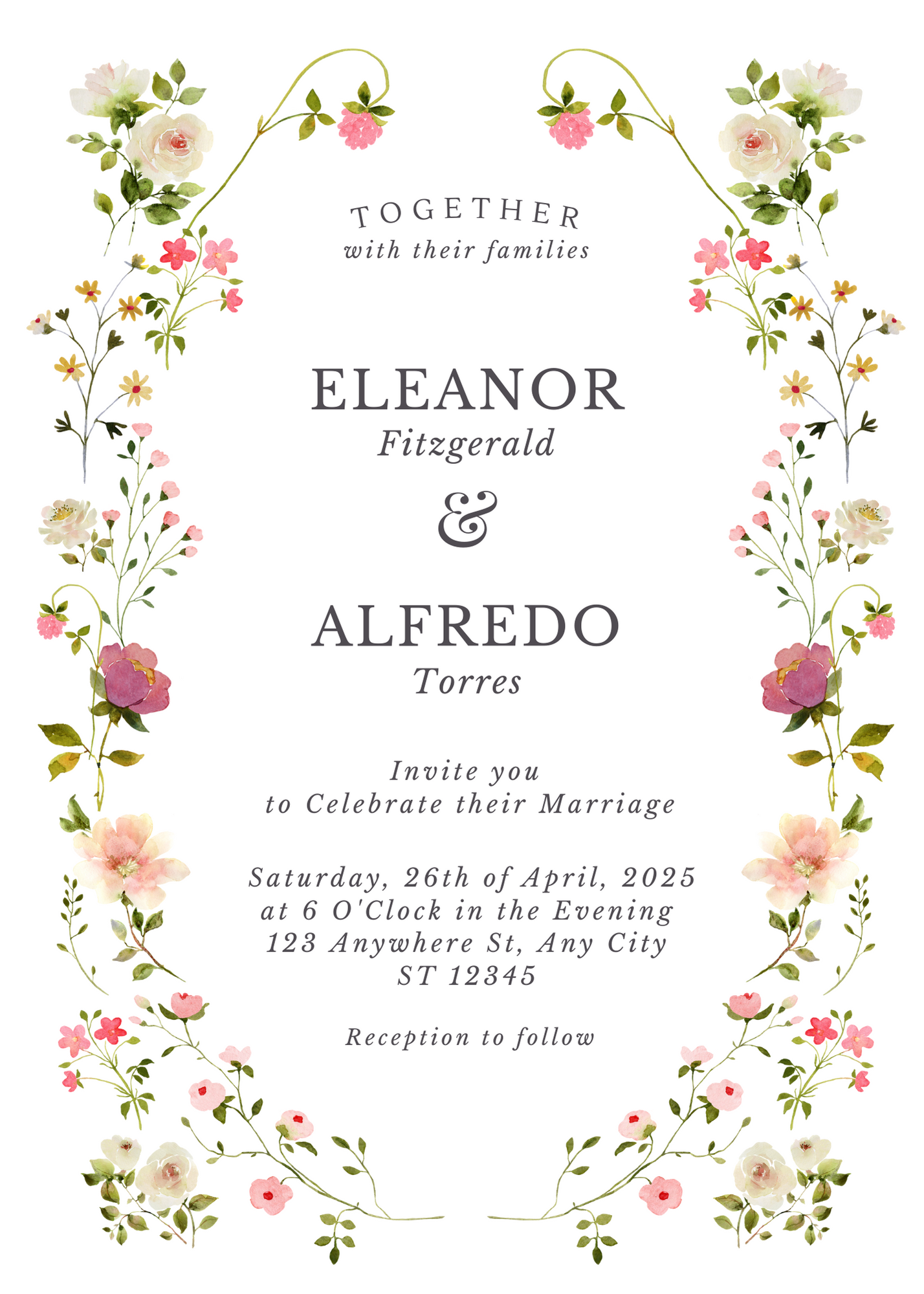 Floral Wedding Invitation- matching signs available