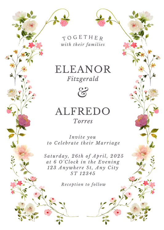 Floral Wedding Invitation- matching signs available