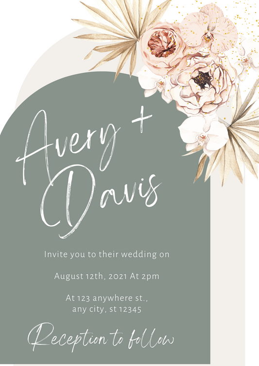 Wedding Invitation-Sage and Blush