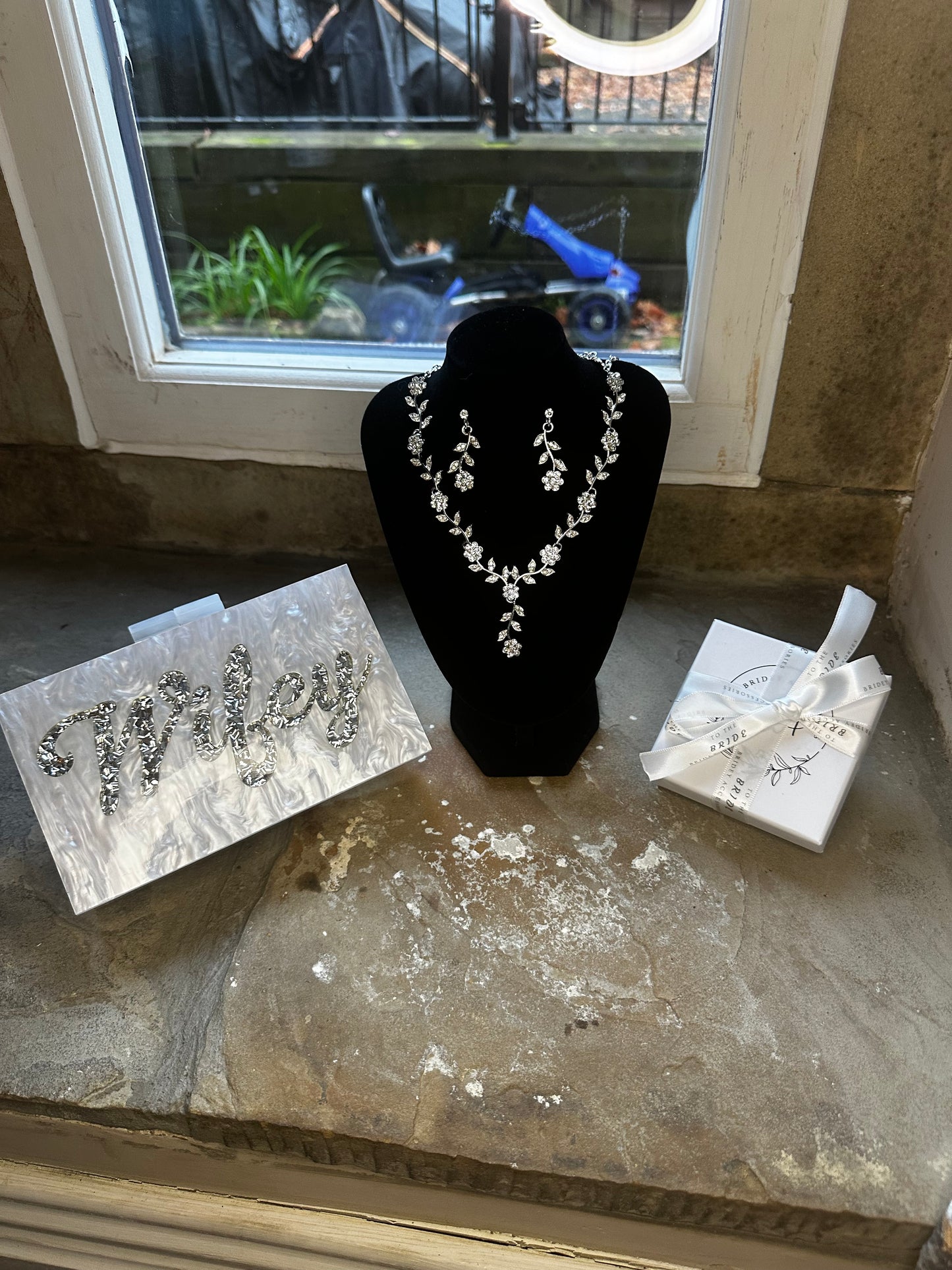 Crystal Flower Earrings and Necklace Set