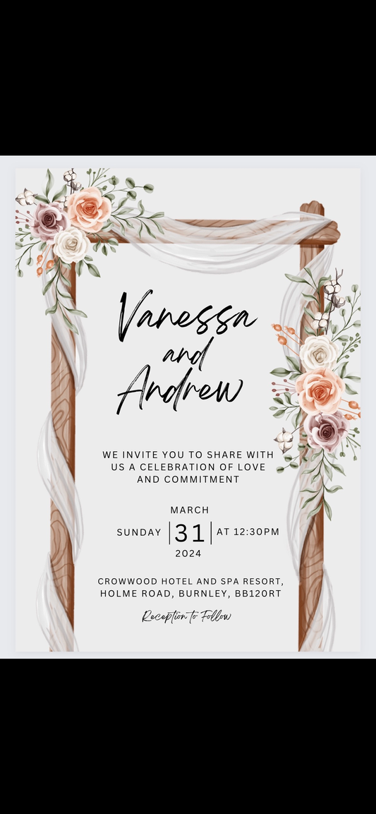 Rustic Floral Wedding Invitation