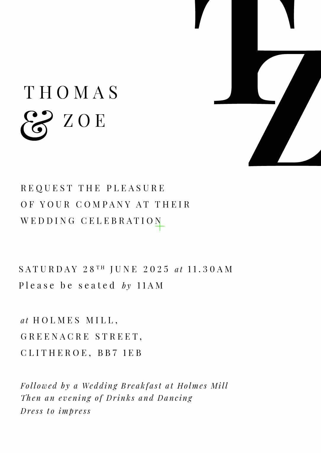 Day and Evening Black and White Wedding Invitation