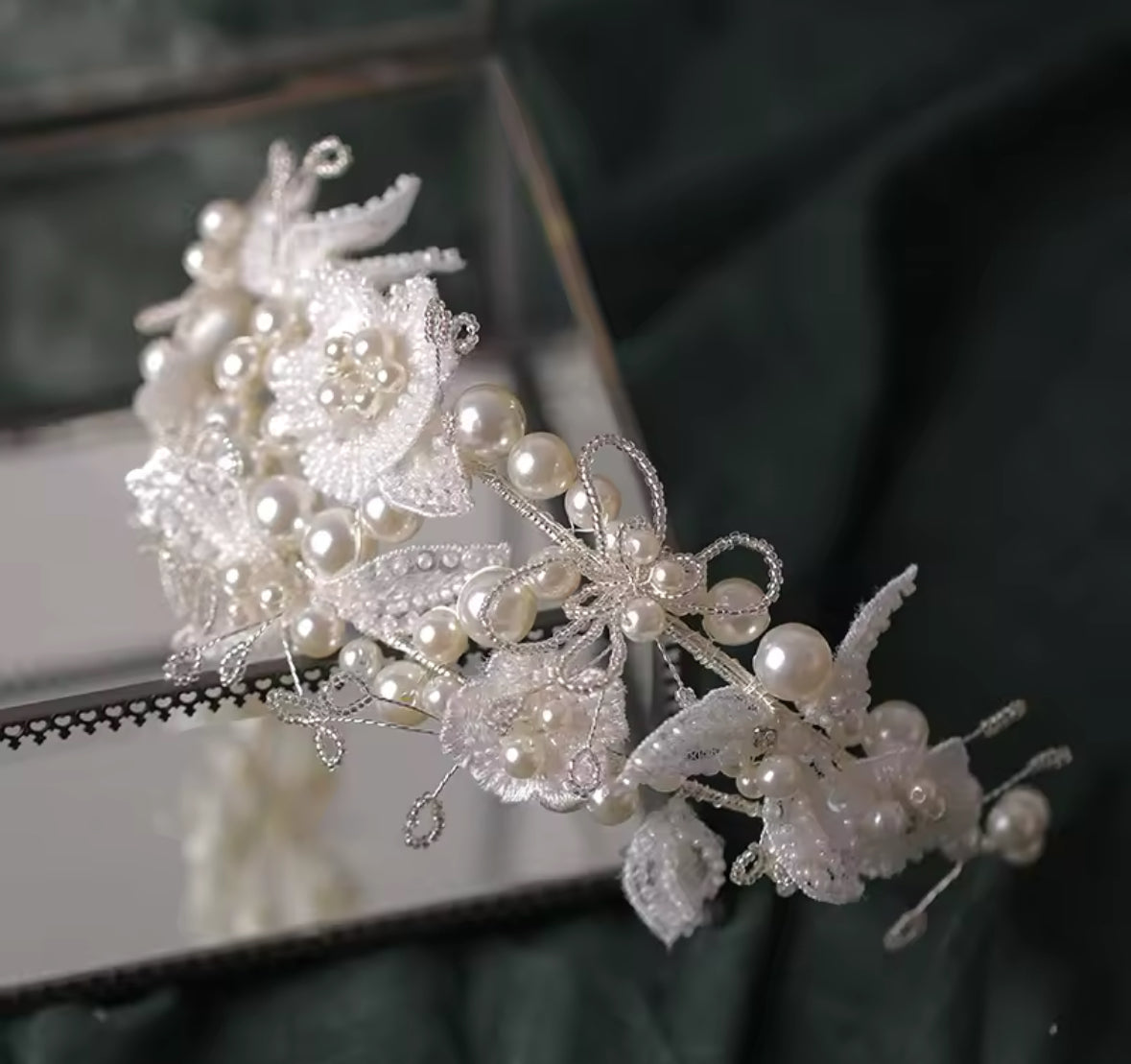 Pearl and crystal headpiece