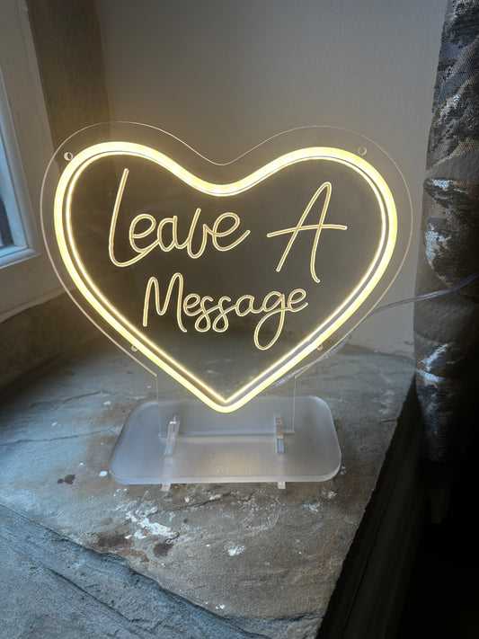 Leave a message heart neon