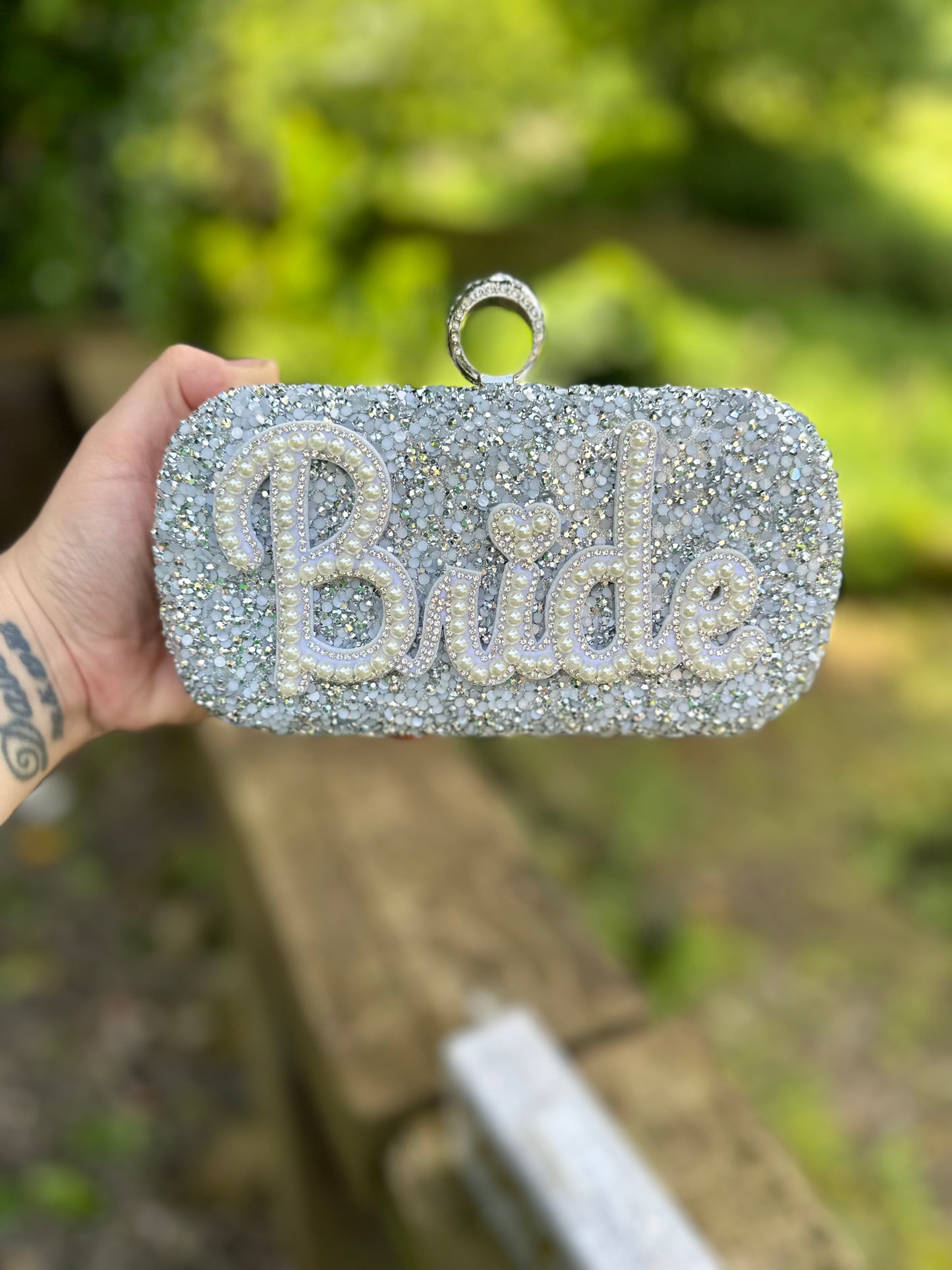 Silver Glitter Clutch Bag