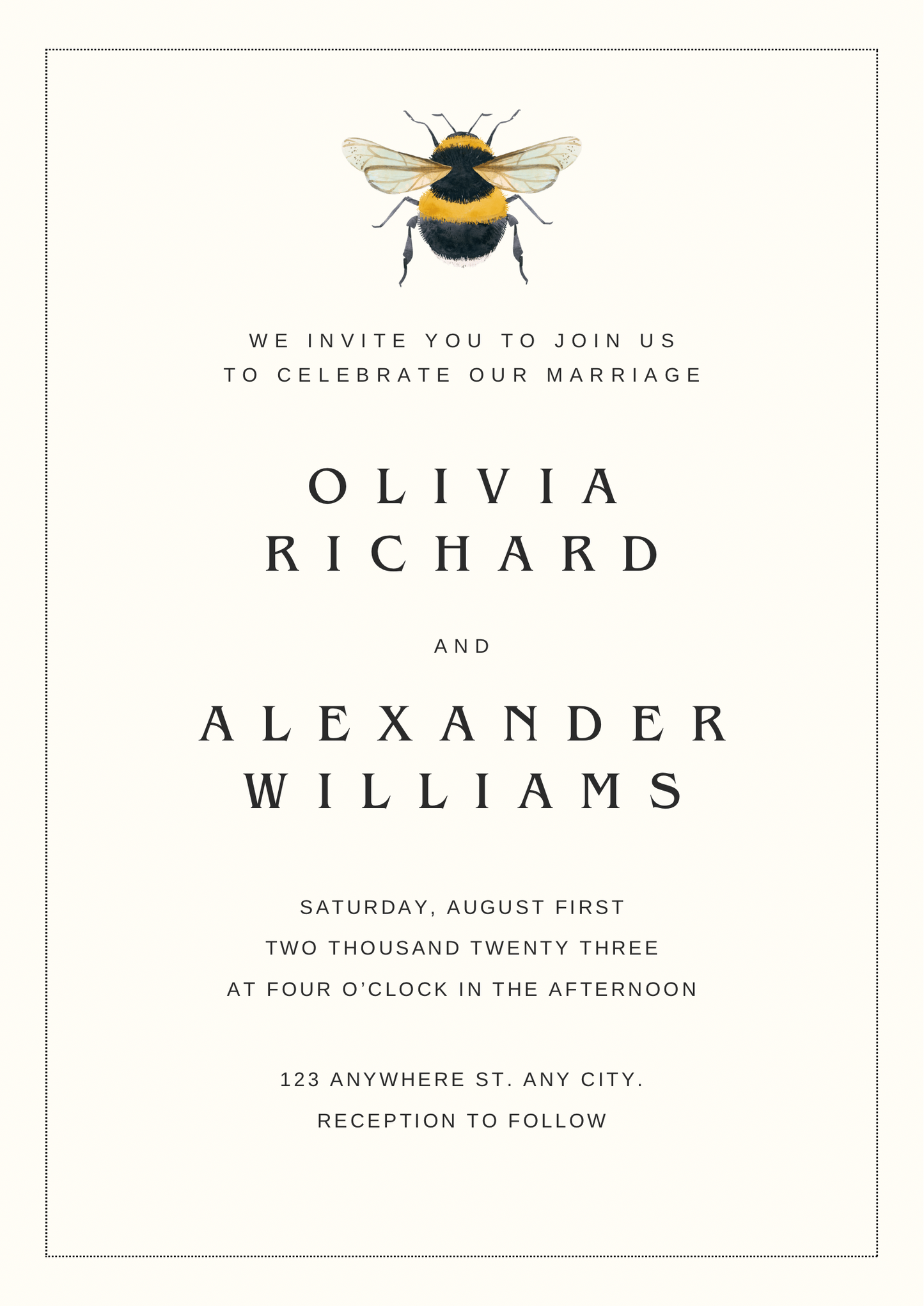 Wedding Invitation-Minimalist- Bee