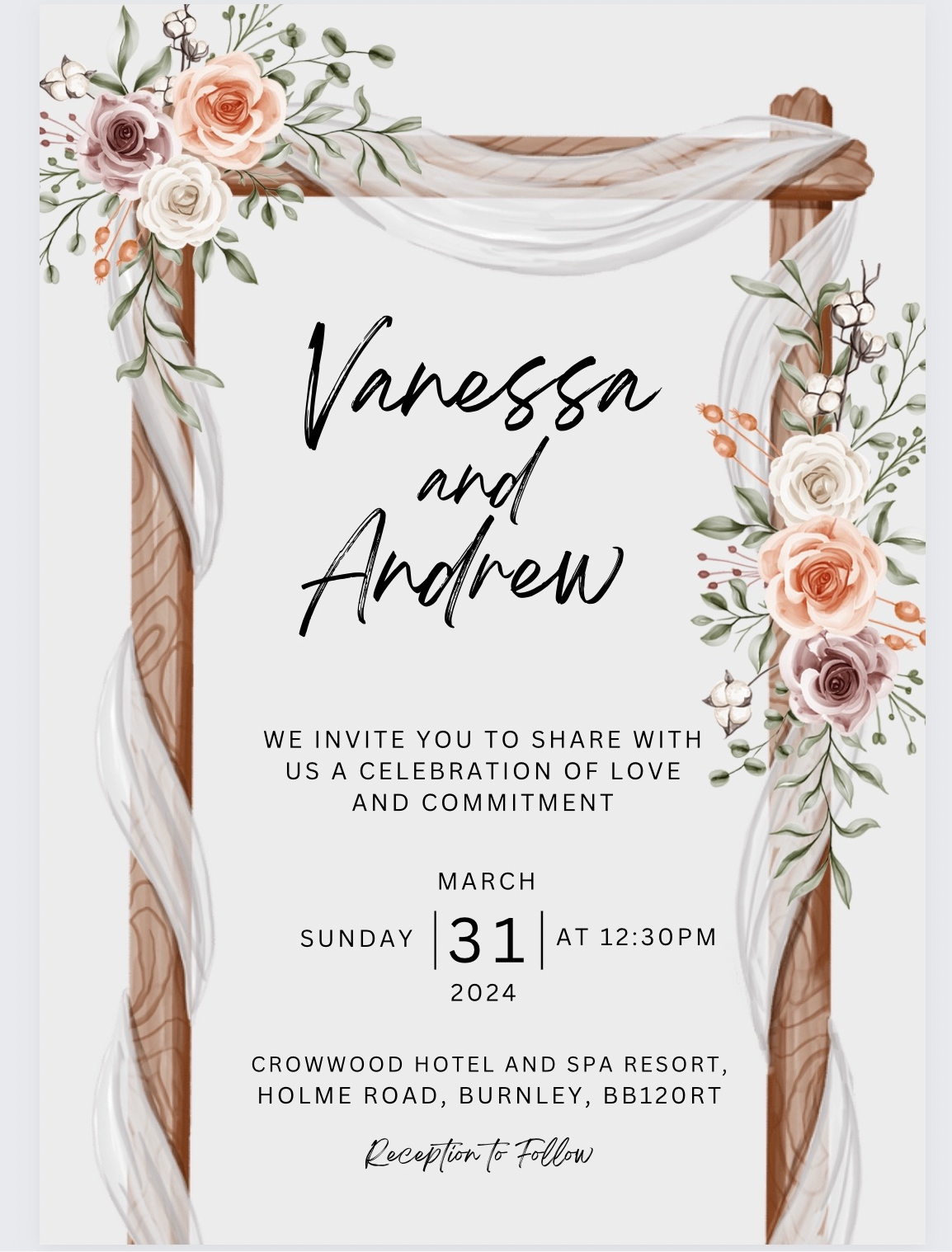 Rustic Floral Wedding Invitation