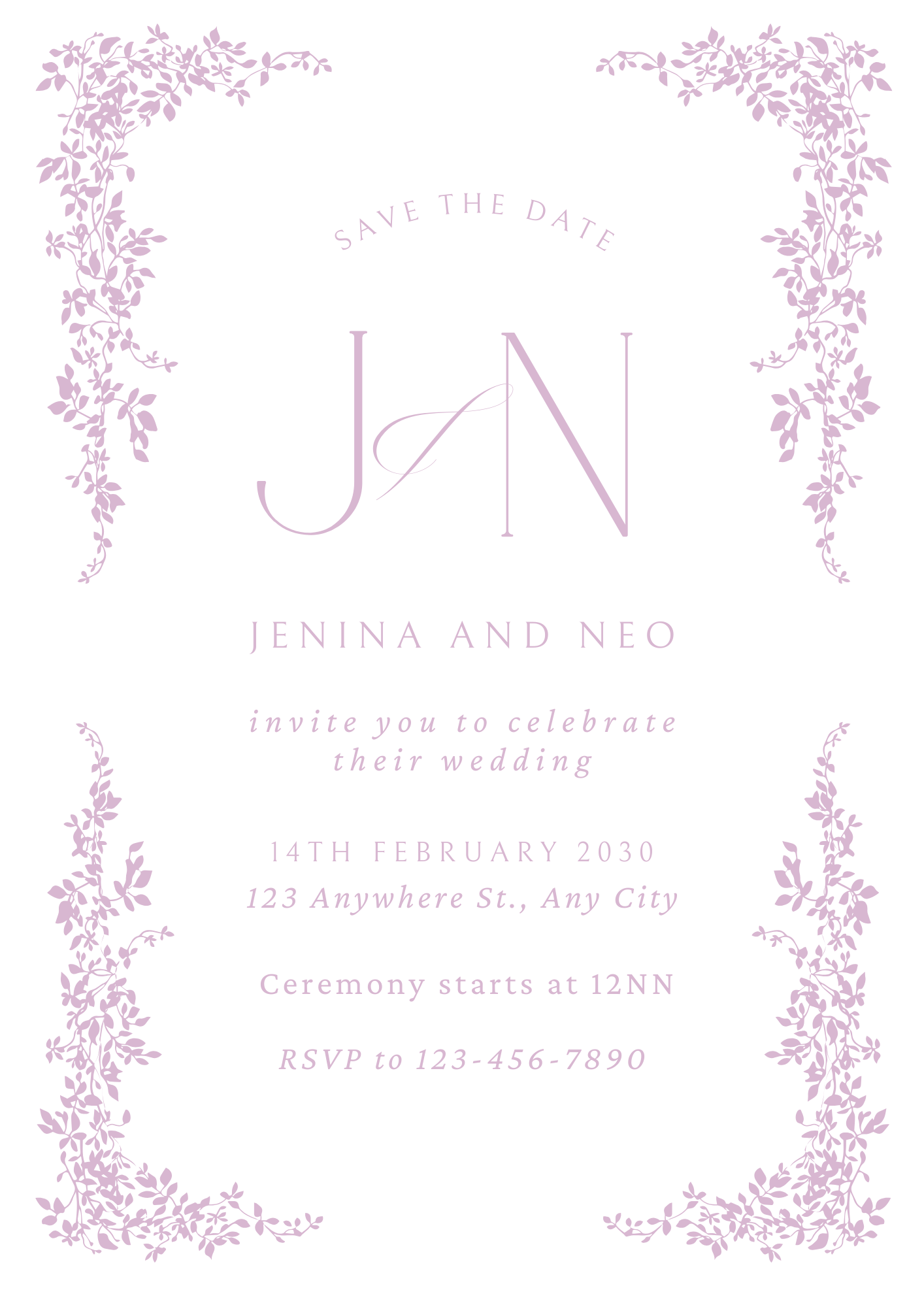 Wedding Invitation- lilac