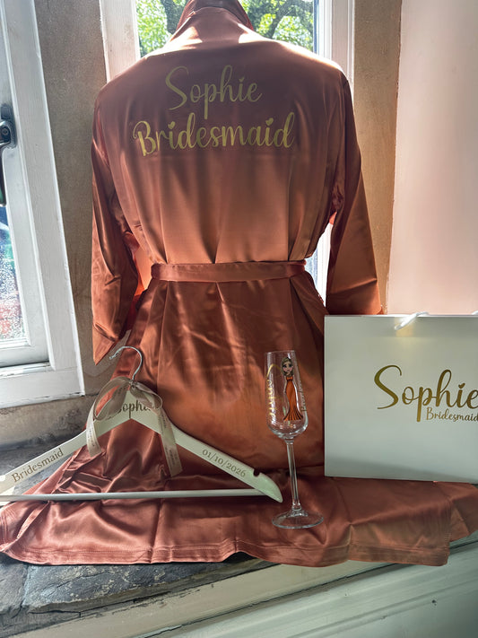 Personalised Satin Robe Gift Set for Bridesmaids, Flower Girl & Mother of the Bride | Bridal Party Wedding Robe Package