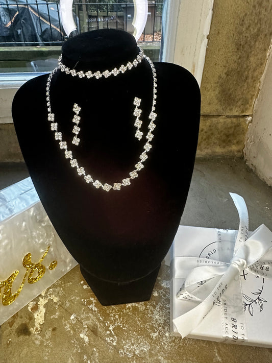 Crystal Drop Earrings, Bracelet and Necklace Set