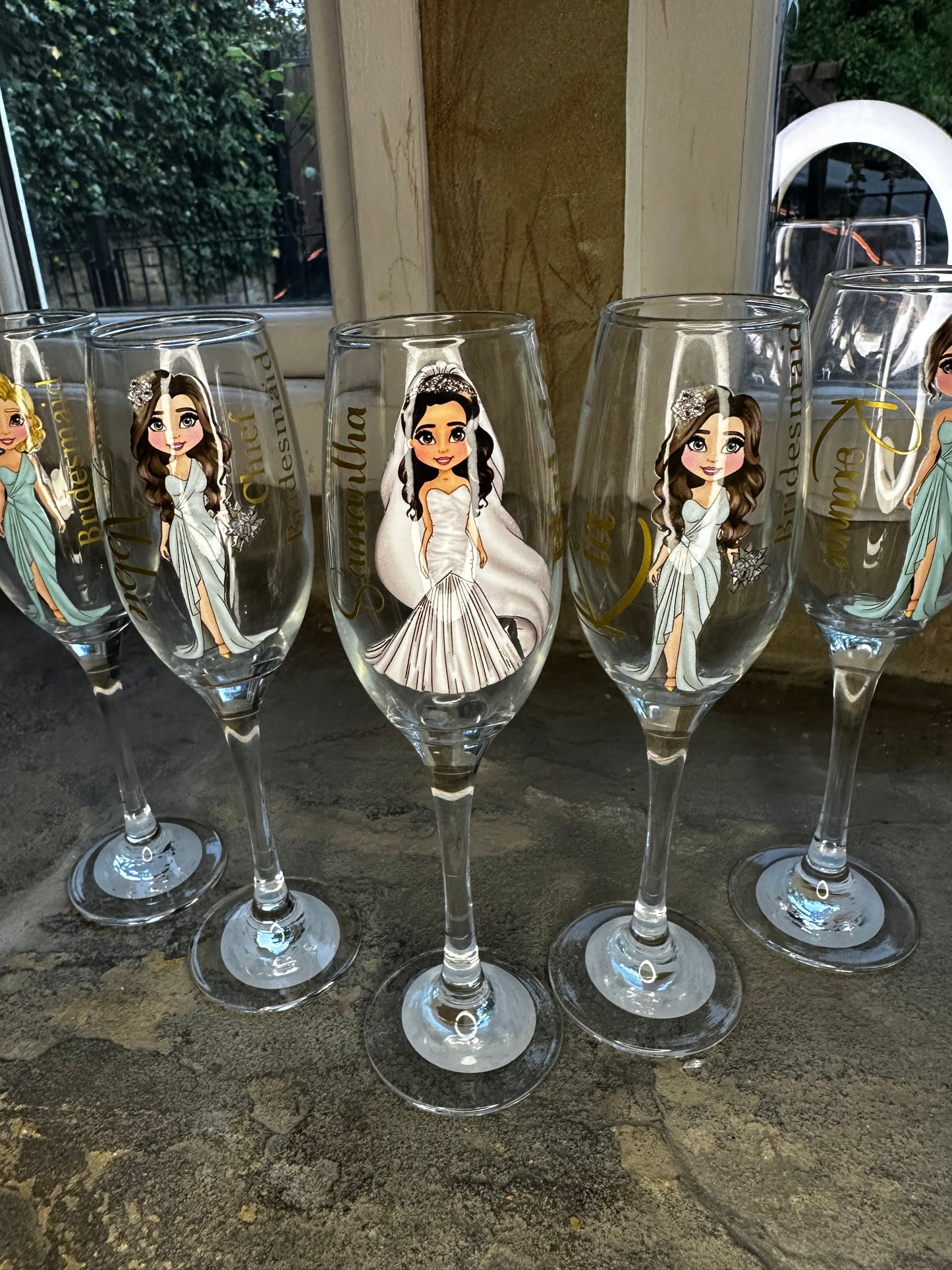 Personalised wedding party glasses