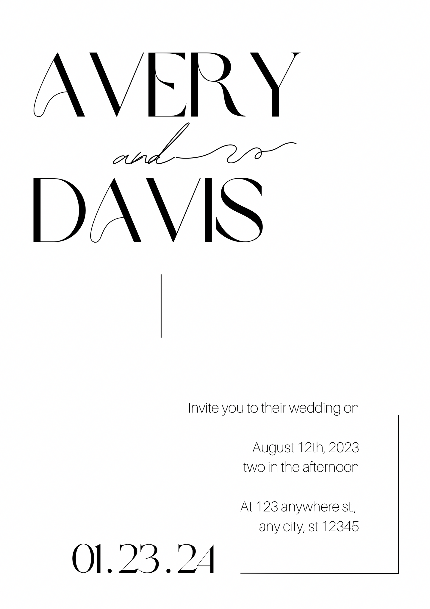 Wedding Invitation-Minimalist- black and white