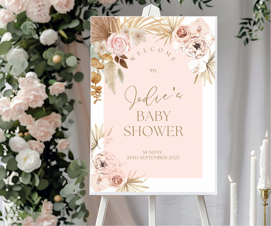 Baby Shower Welcome Sign Dusky Pink