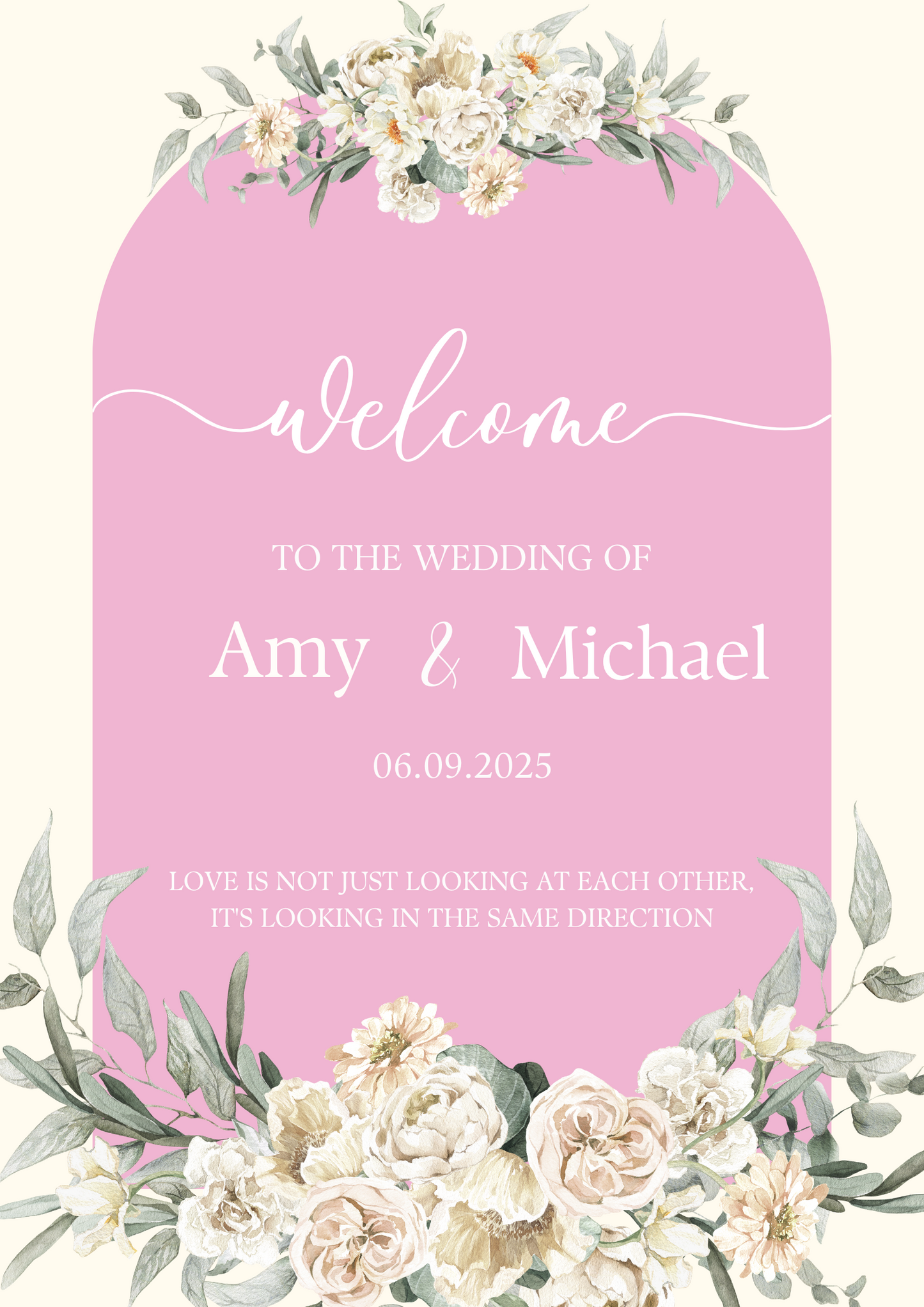 Pink Flower Welcome Sign