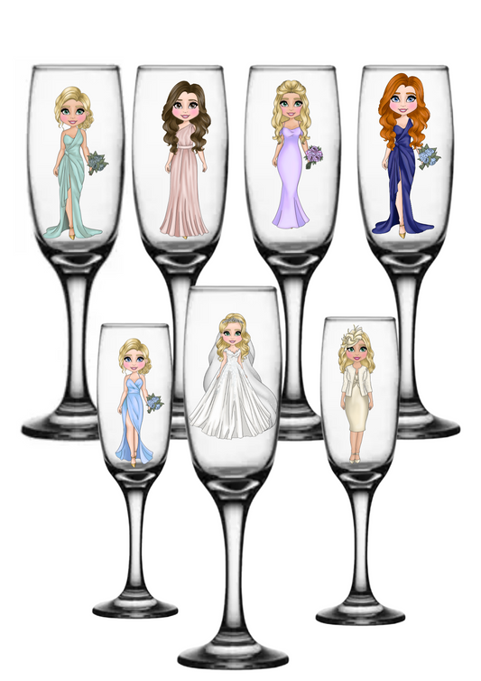 Personalised wedding party glasses