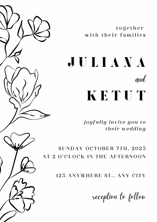 Wedding Invitation-Minimalist- black and white