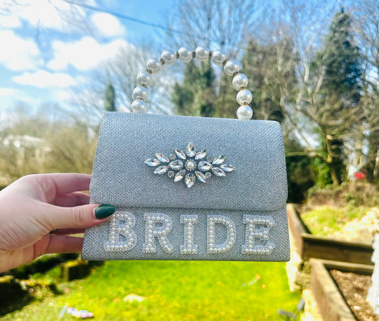 Silver Glitter Clutch Bag