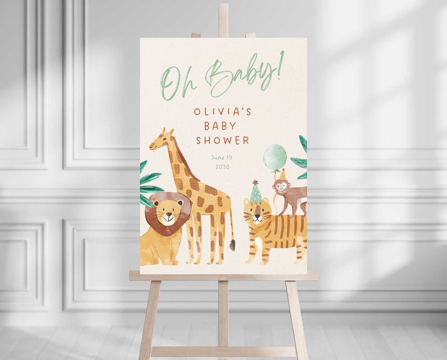 Baby Shower / Christening Welcome Sign Photo Safari Scene