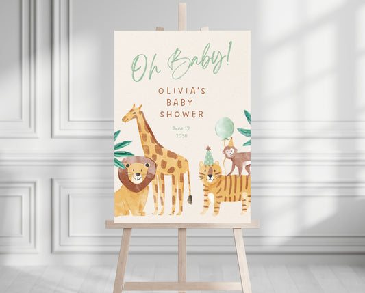 Baby Shower / Christening Welcome Sign Photo Safari Scene