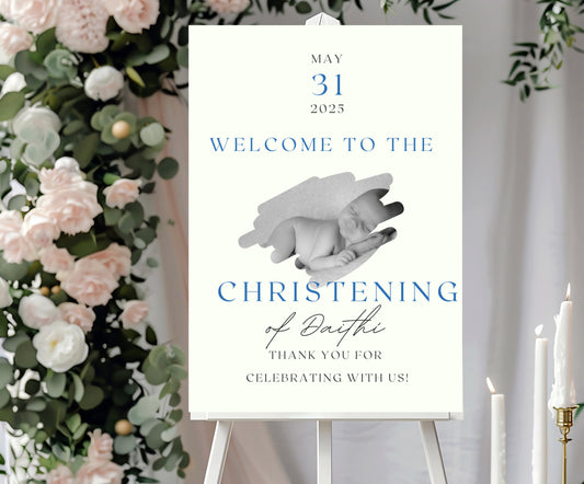 Baby Shower / Christening Welcome Sign Photo Minimalist