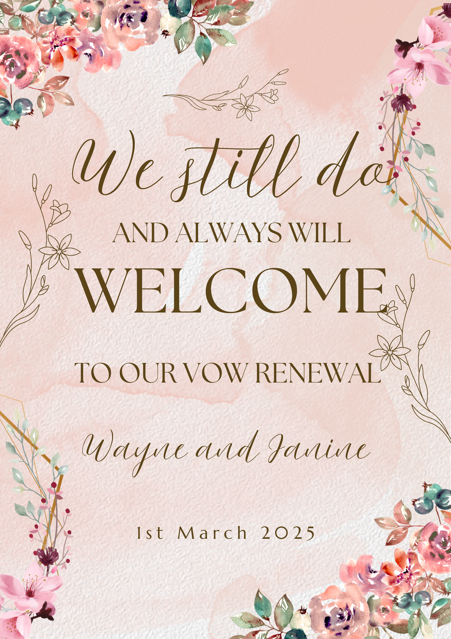 Vow Renewal Flower Welcome Sign